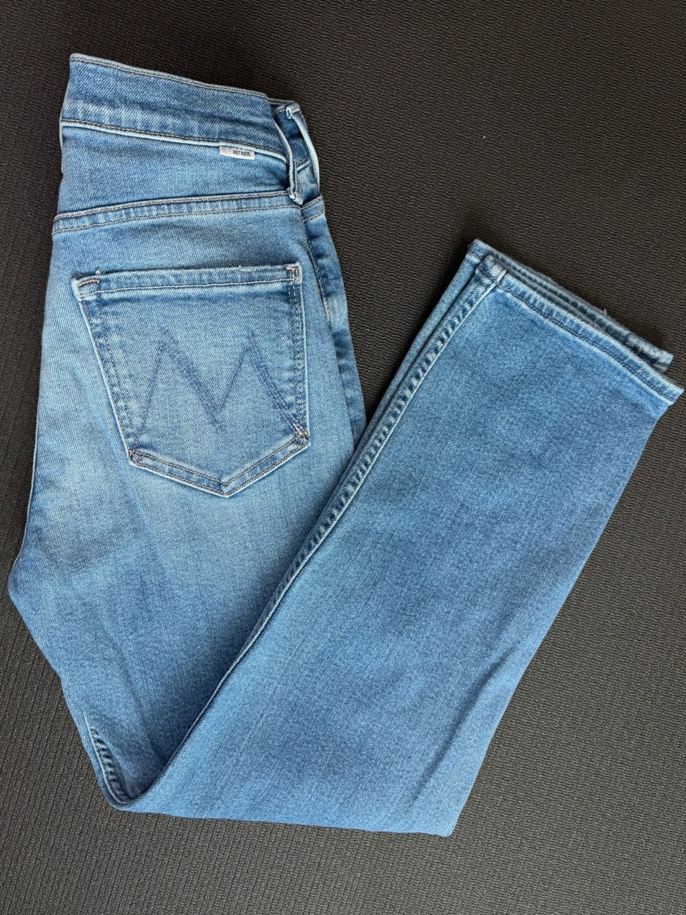 Mother The Tomcat Jeans Womens 25 Blue Denim Logo Cotton Stretch Mid Rise 25x26